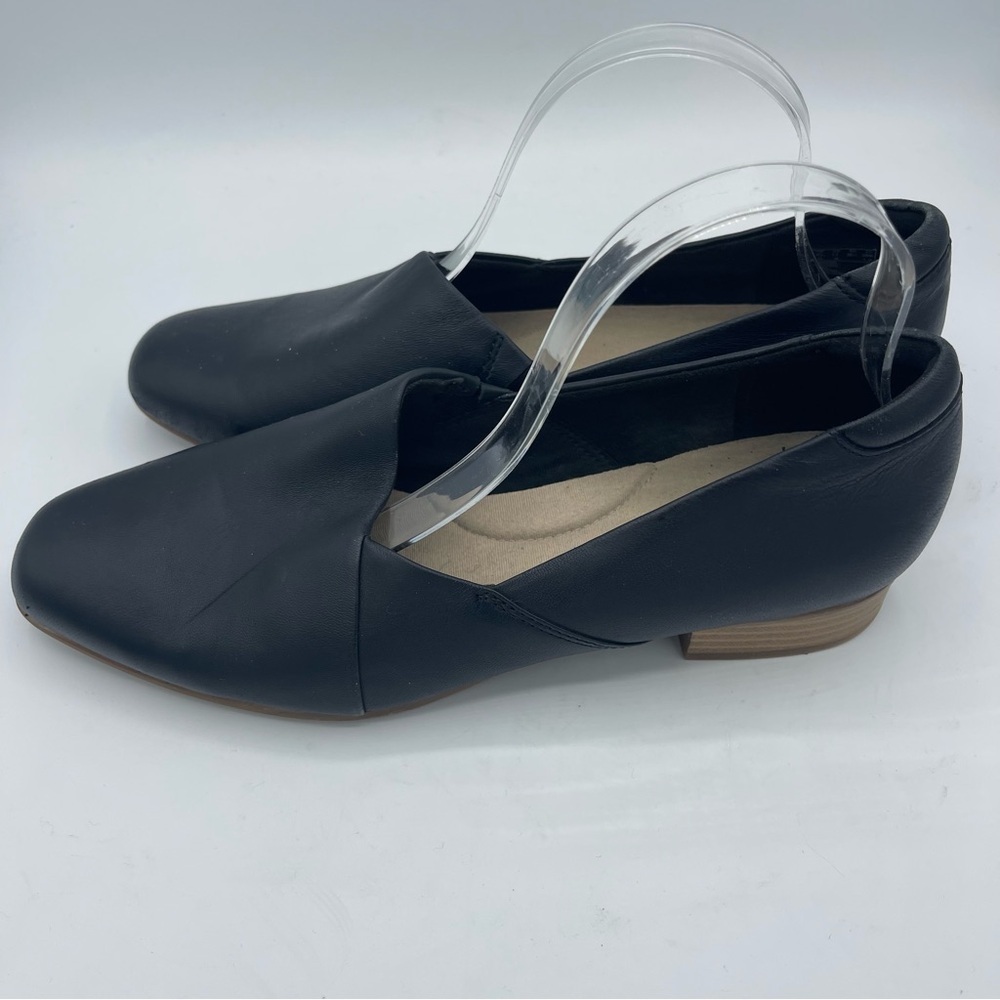 Clarks Women's Juliet Palm Loafer Size 11 Flat Slip On Shoe Black Leather Casual - Picture 5 of 6